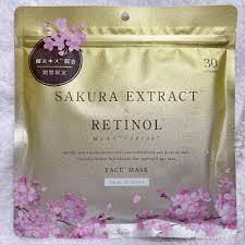 RETINOL Sakura Extract Face Mask (30 Sheets) Glowing Skin, Made in Japan